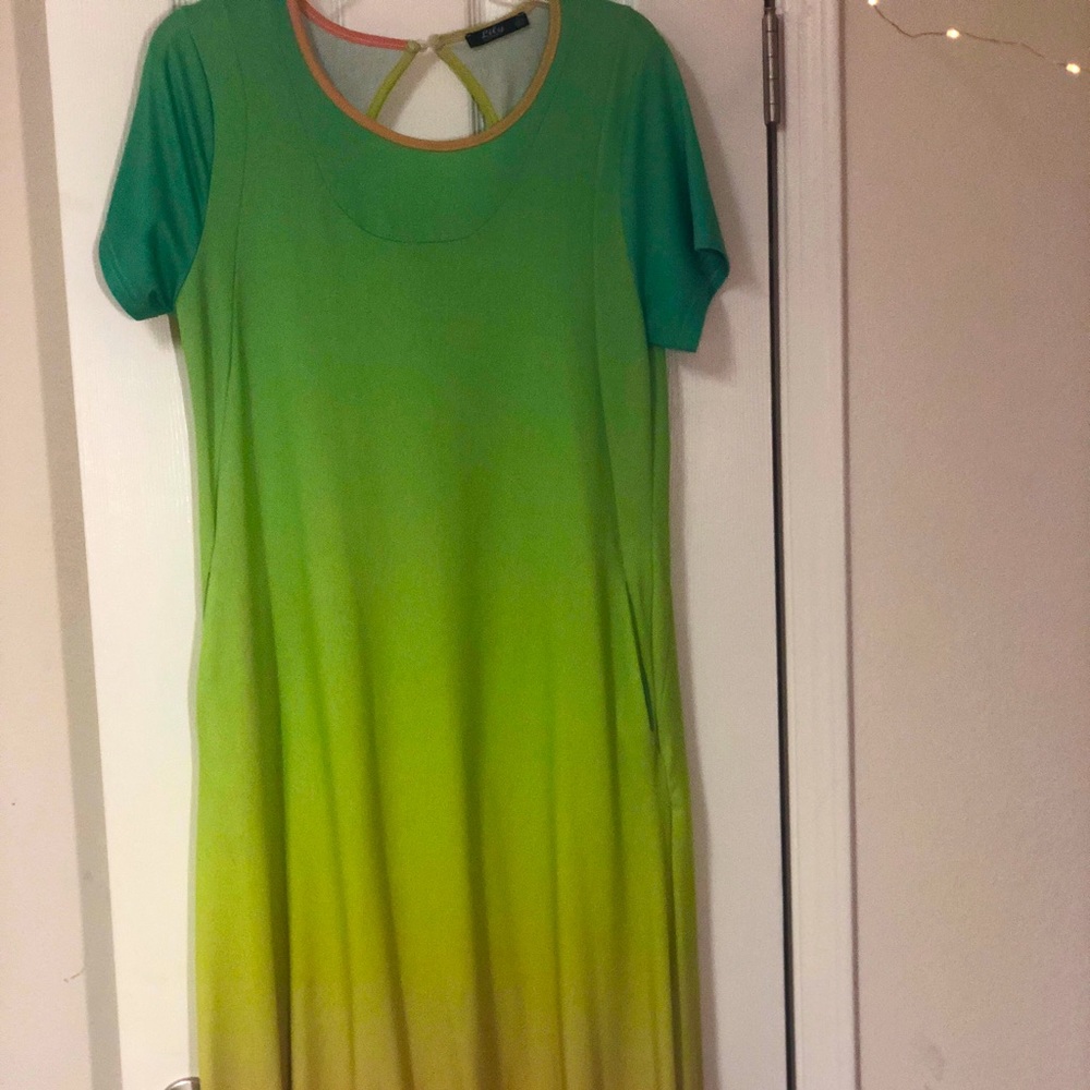 Green & Yellow Ombré Short-Sleeve Harem Jumpsuit